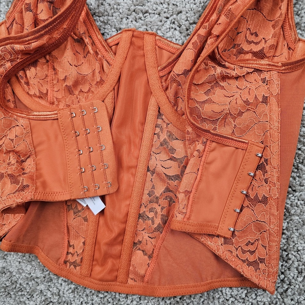 Out From Under Bewitched Lace Layered Corset Sz Large Orange Urban Outfitters - Picture 6 of 12